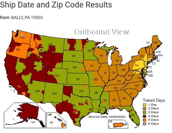 outbound shipping map